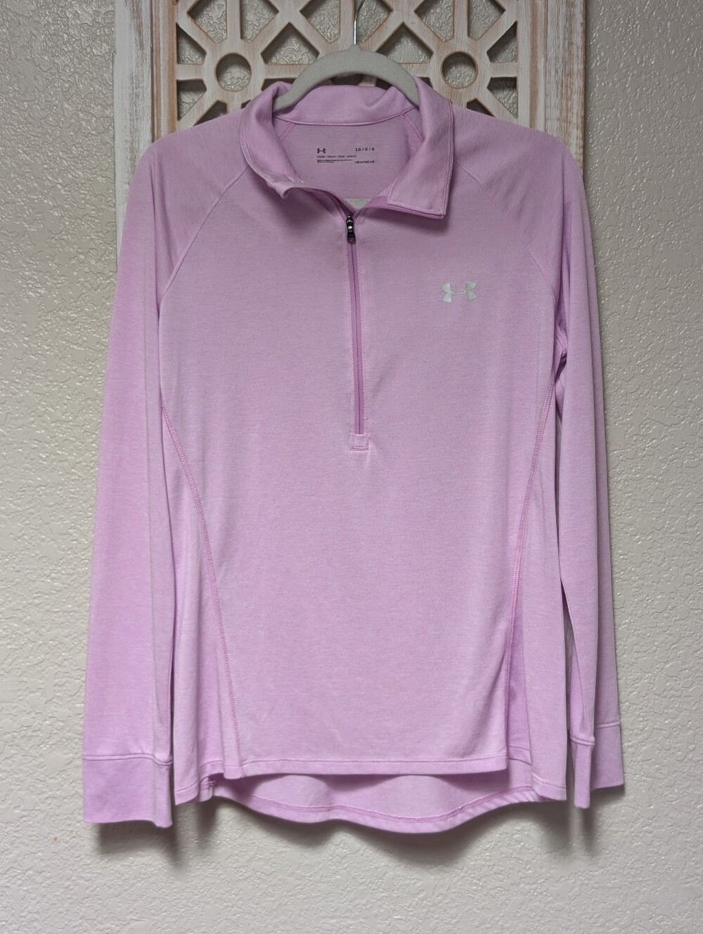 Under Armour HeatGear Purple Long Sleeve Athletic Shirt Women's Large Loose Fit